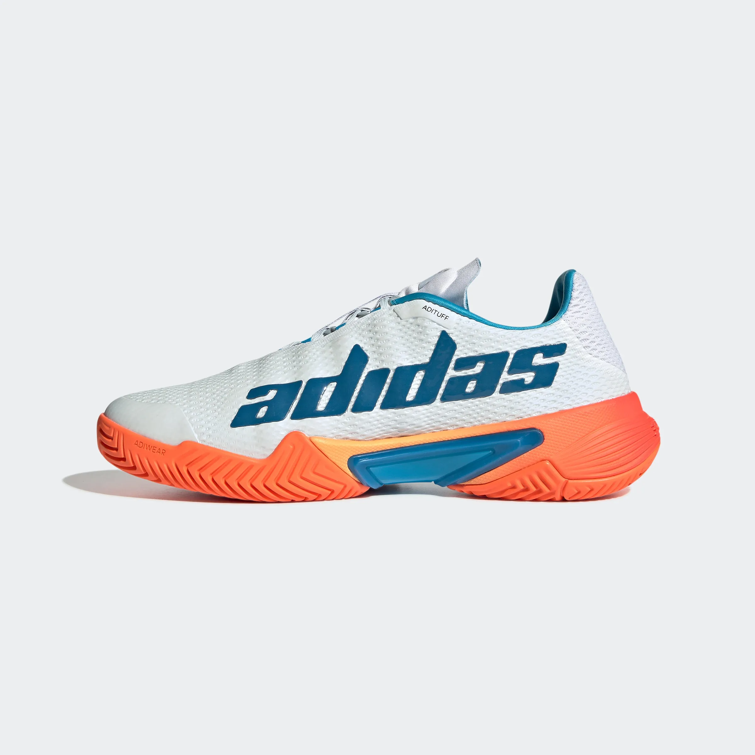 adidas Barricade Tennis Shoes | White/Blue/Orange | Men's