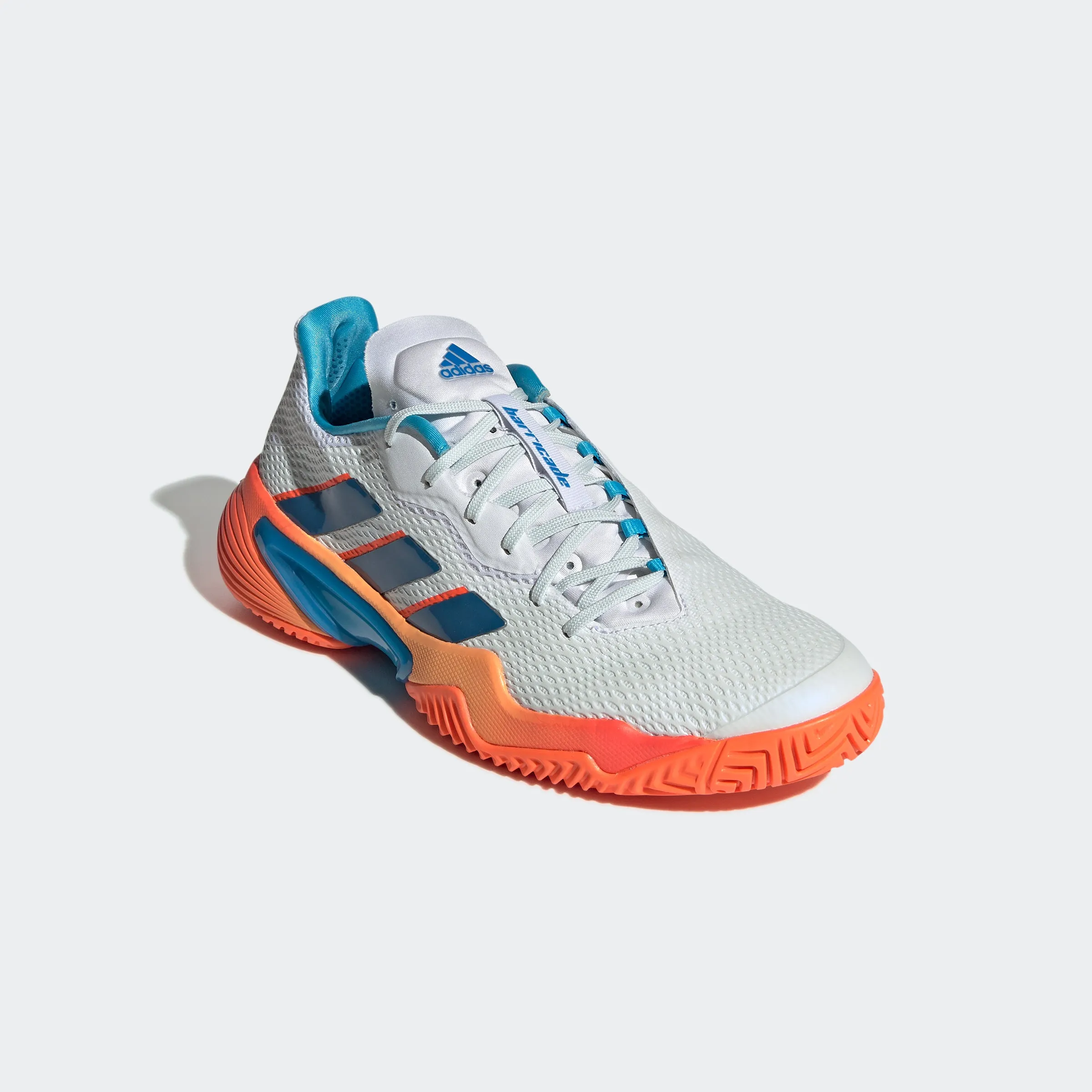 adidas Barricade Tennis Shoes | White/Blue/Orange | Men's