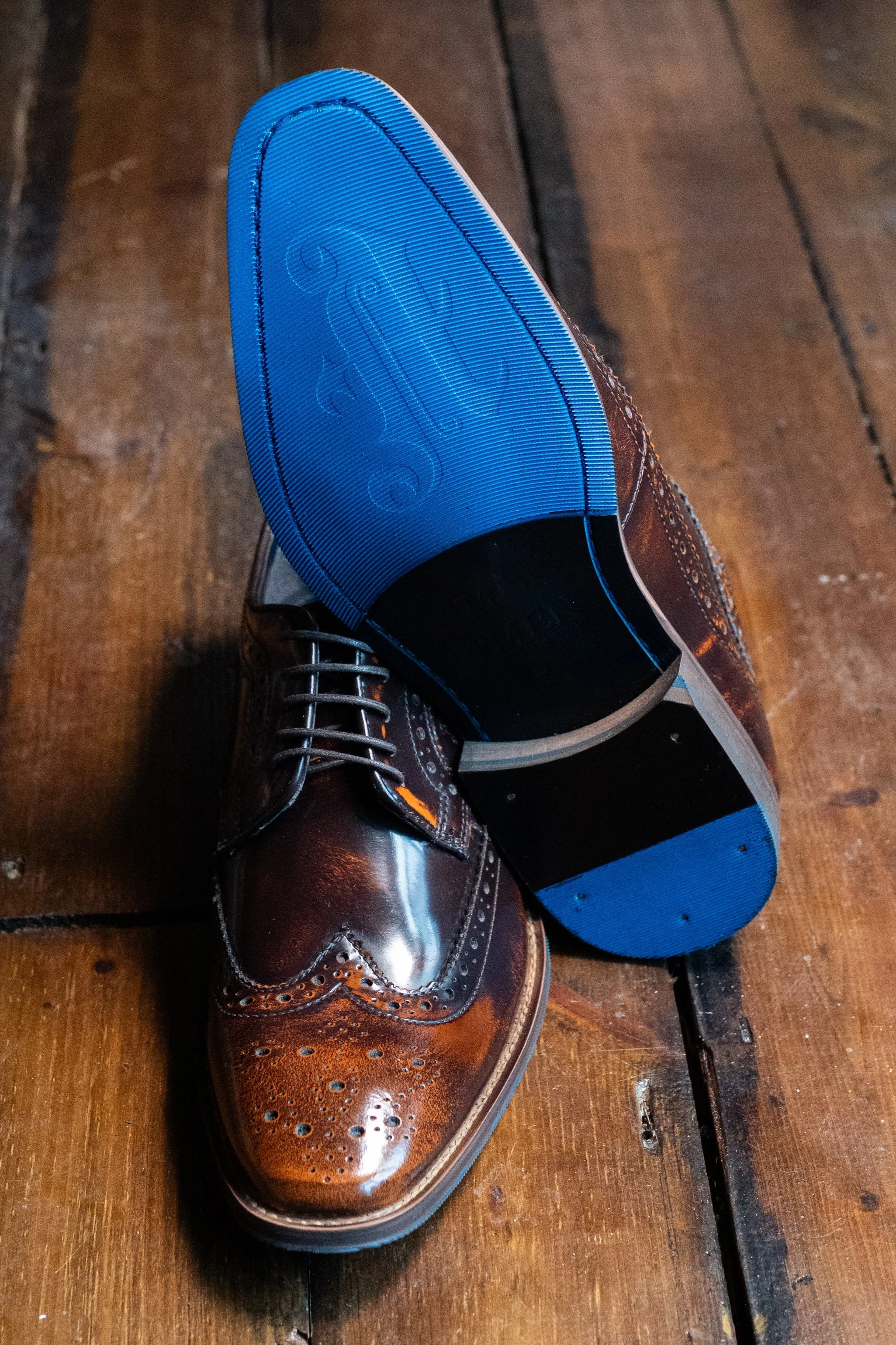 Amen Brushed Tan Hi Shine Brogues