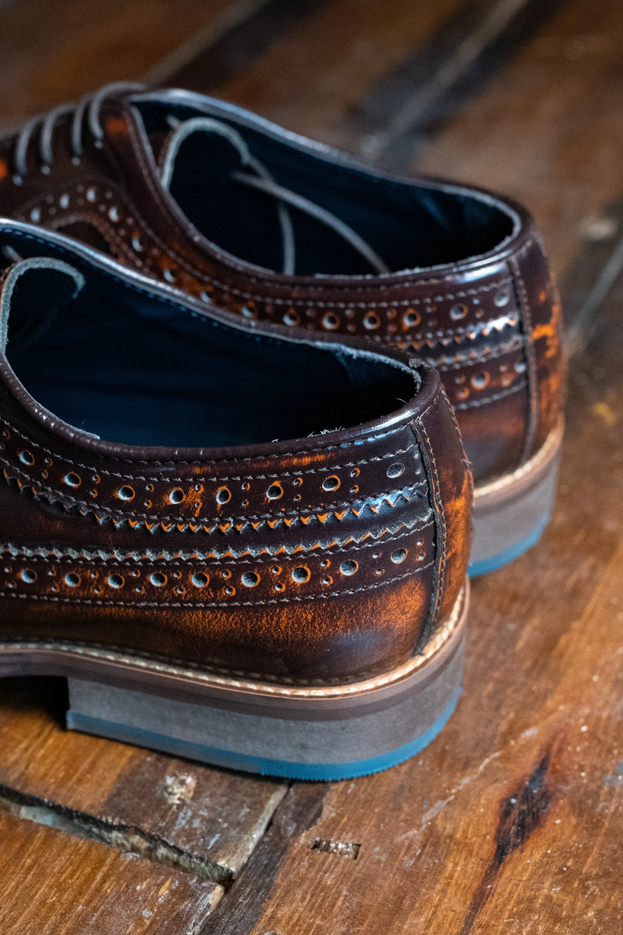 Amen Brushed Tan Hi Shine Brogues