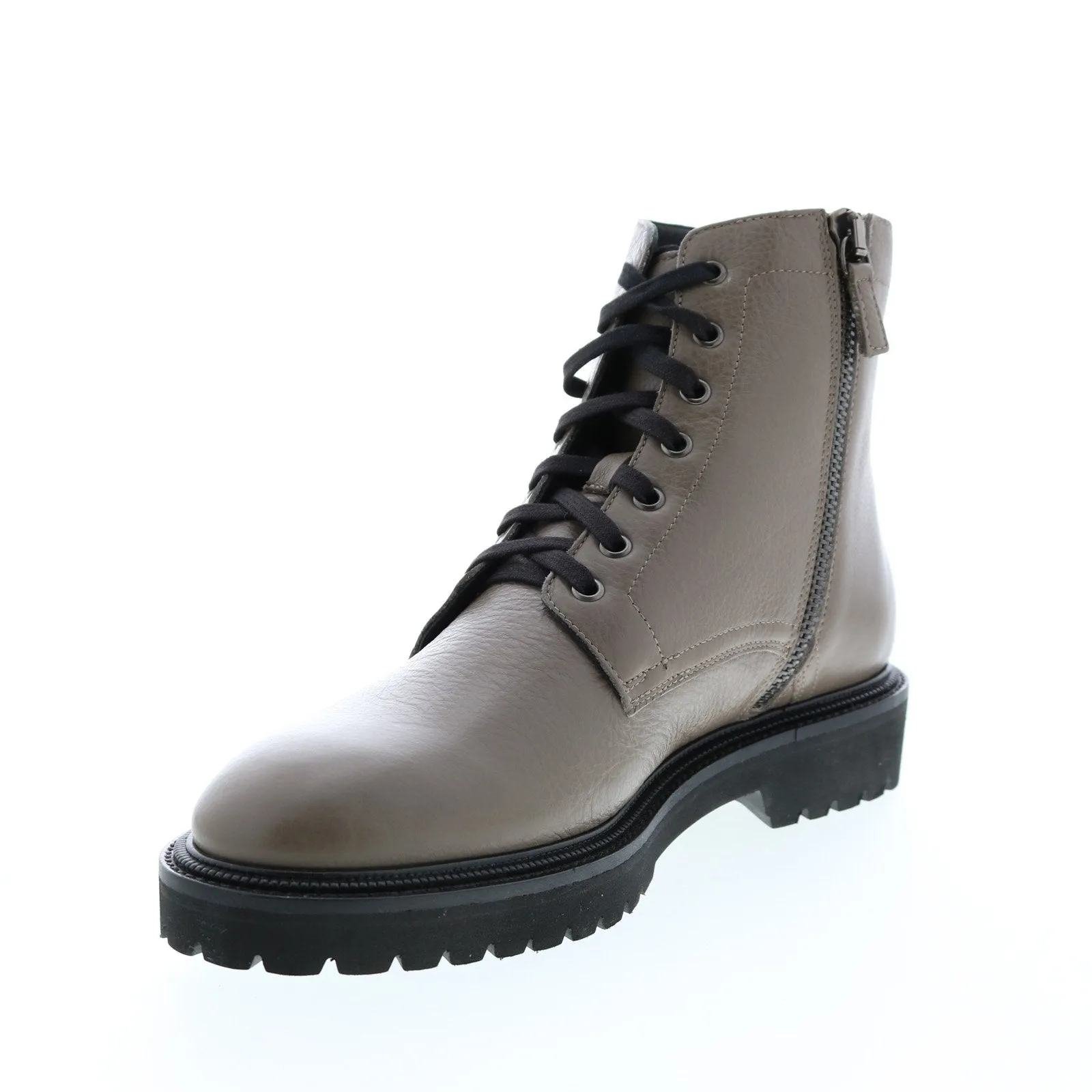 Aquatalia Patrizio Tumbled Calf 34M0936-TPE Mens Gray Leather Zipper Casual Dress Boots