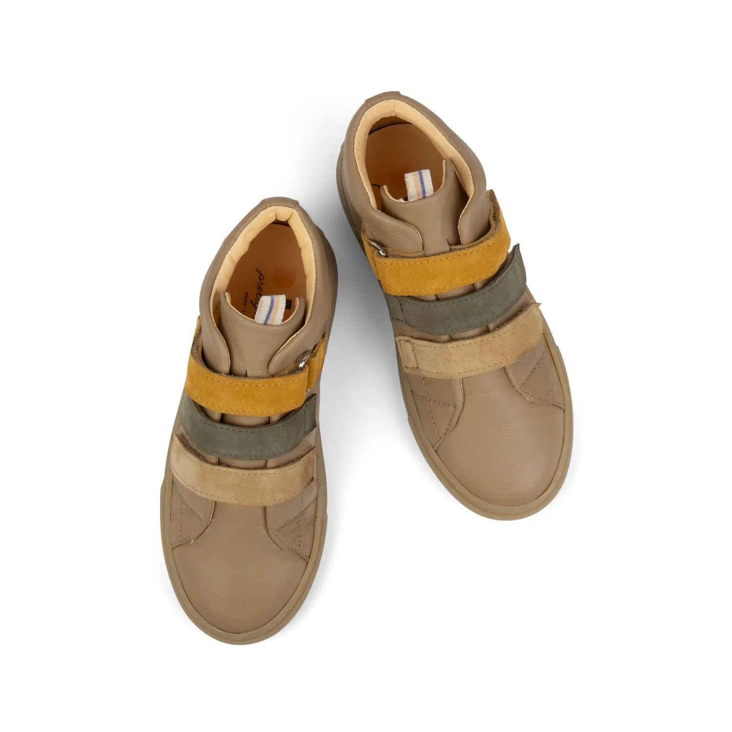 Beige Strap Mid Sneakers