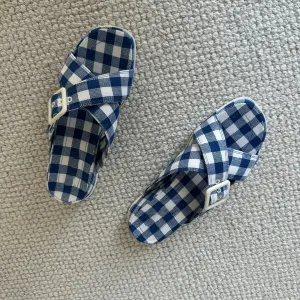 binfenxie  -  Cross Striped Thick Soled Slippers Are Versatile and Casual, with A Single Line of Boken Shoes Outdoor Wear and Beach Sandals