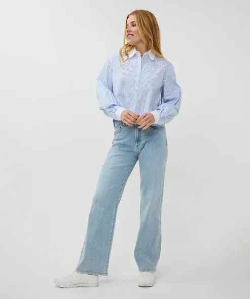 BLOUSE RHINESTONES STRIPED-BLUE/WHITE