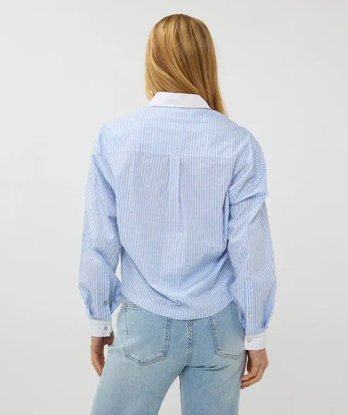 BLOUSE RHINESTONES STRIPED-BLUE/WHITE