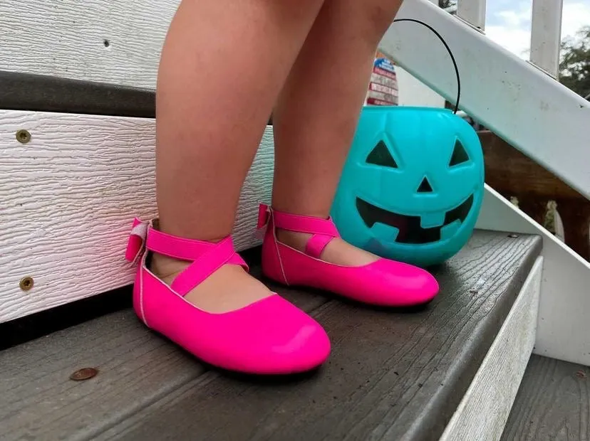 Bow Back Ballet Flat - Neon Pink