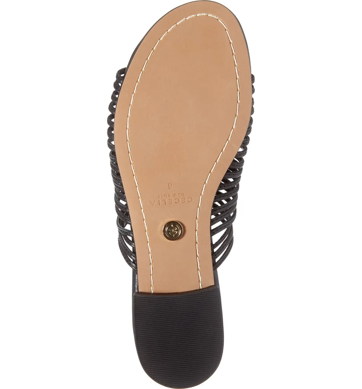 Cecelia New York Darleen Slide Sandal Black/Silver Stone Slip On Caged Mule Flat