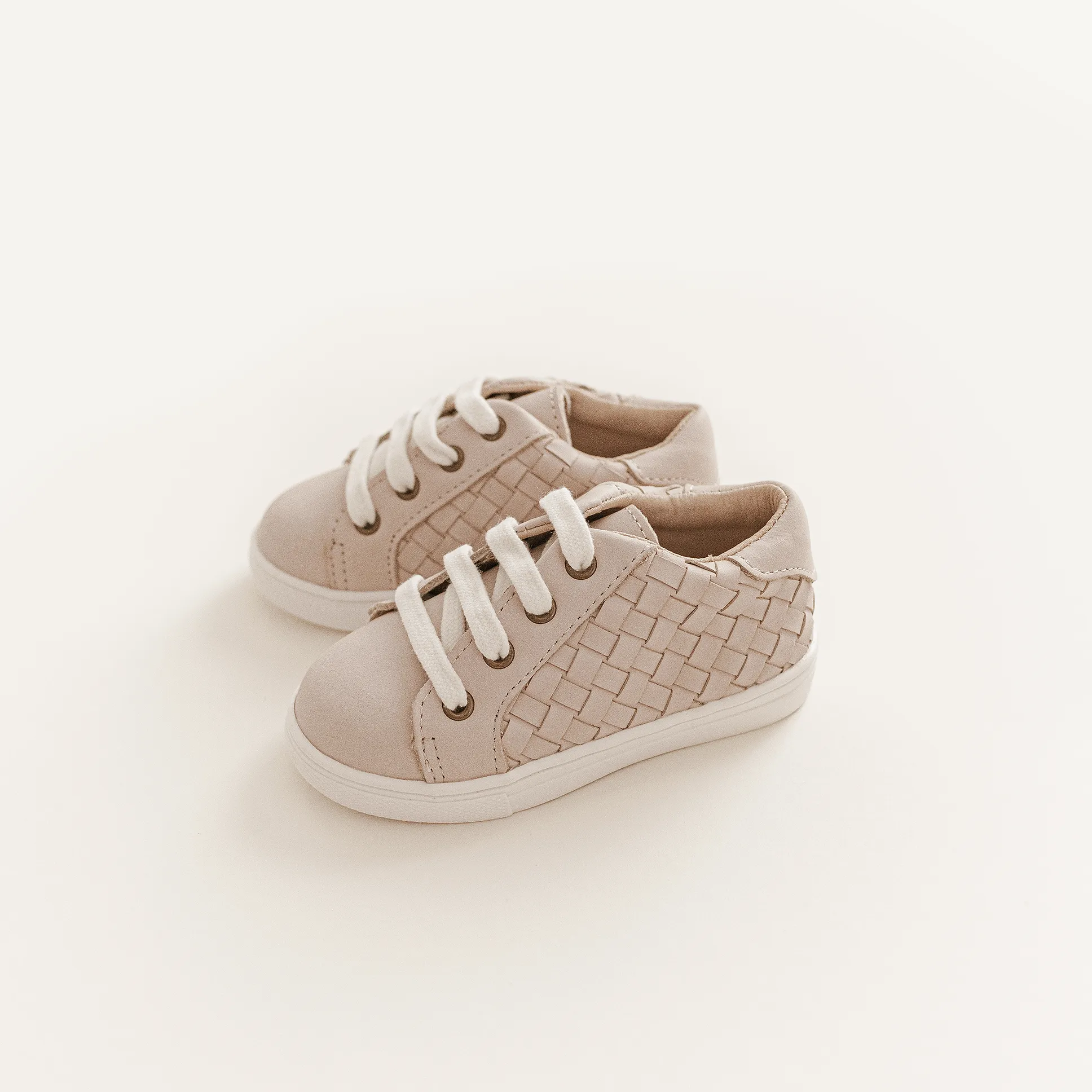 Consciously Baby Leather Woven Sneaker | Color 'Dusty Pink' | Hard Sole