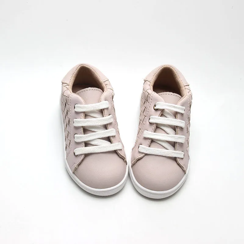 Consciously Baby Leather Woven Sneaker | Color 'Dusty Pink' | Hard Sole