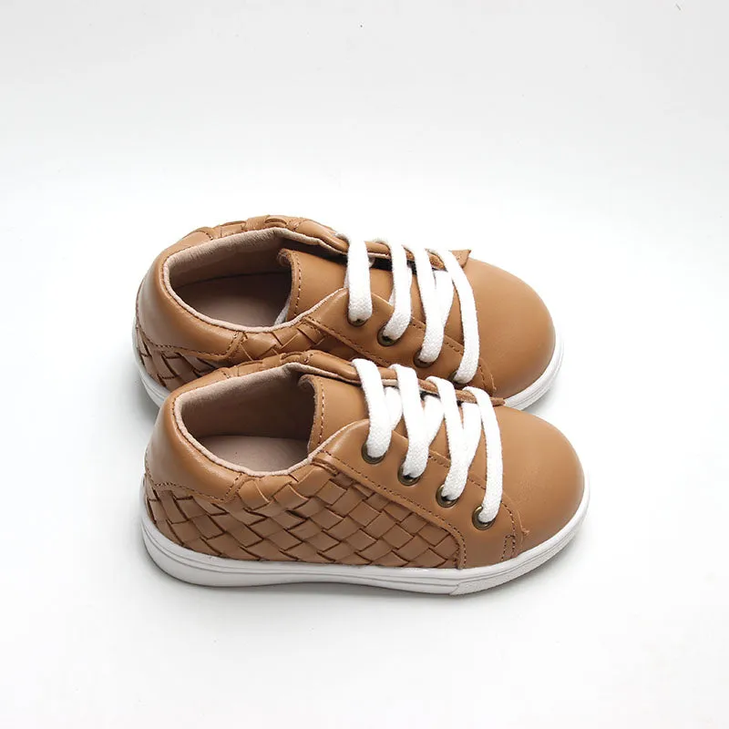 Consciously Baby Leather Woven Sneaker | Color 'Rust' | Hard Sole
