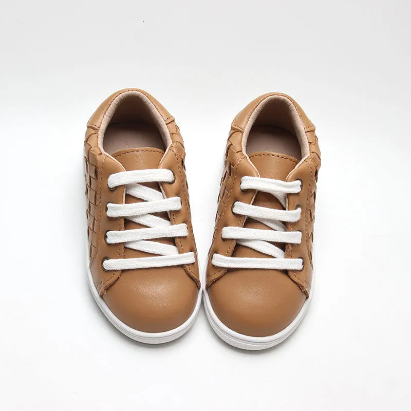 Consciously Baby Leather Woven Sneaker | Color 'Rust' | Hard Sole