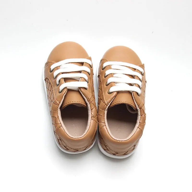 Consciously Baby Leather Woven Sneaker | Color 'Rust' | Hard Sole
