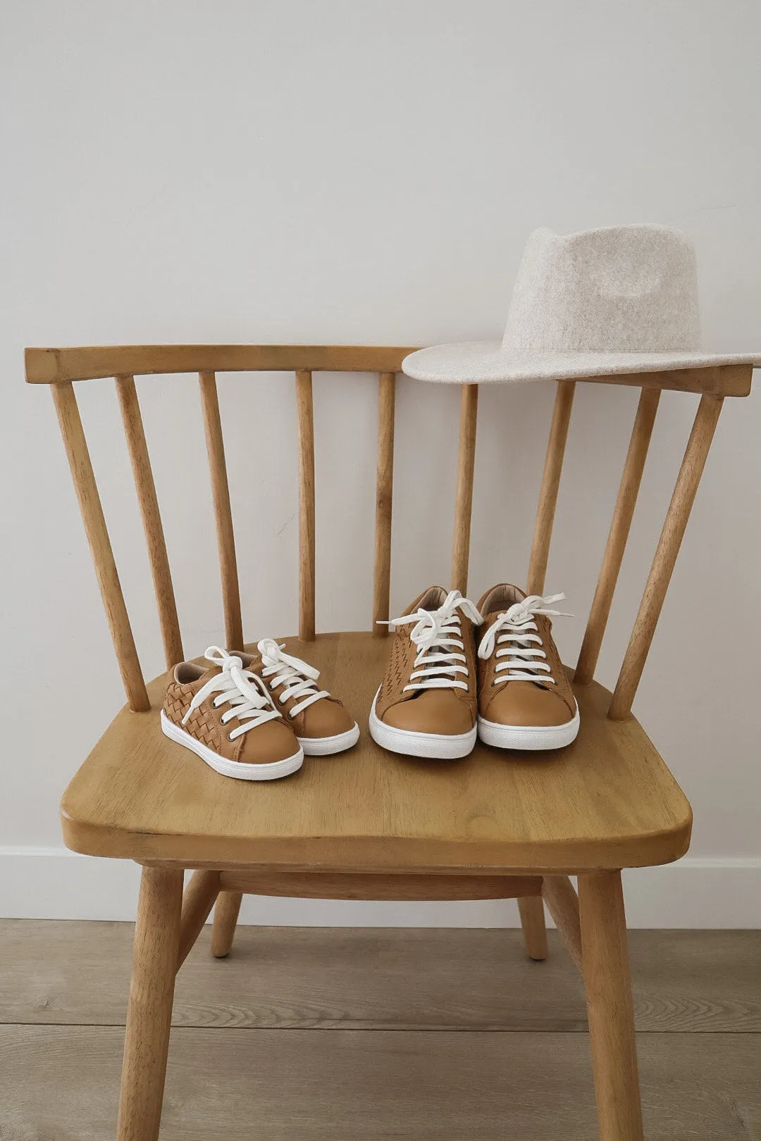Consciously Baby Leather Woven Sneaker | Color 'Rust' | Hard Sole