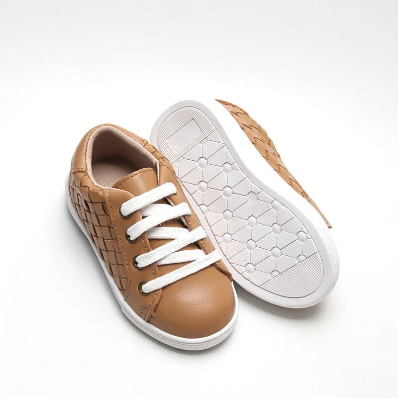 Consciously Baby Leather Woven Sneaker | Color 'Rust' | Hard Sole