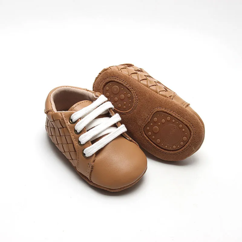 Consciously Baby Leather Woven Sneaker | Color 'Rust' | Soft Sole