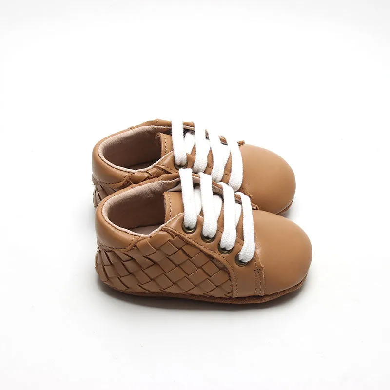 Consciously Baby Leather Woven Sneaker | Color 'Rust' | Soft Sole