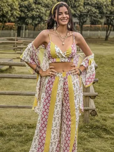 COOL AND CASUAL Co Ord Set for Women Beach Dress Vacation Outfits Beach Wear for Women Western Stylish Dresses… (Medium, Yellow)