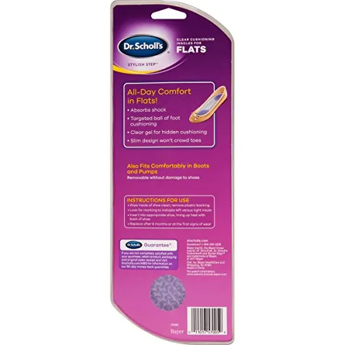 Dr. Scholl’s Stylish Step Clear Cushioning Insoles for Flats, 1 Pair, Size 6-10