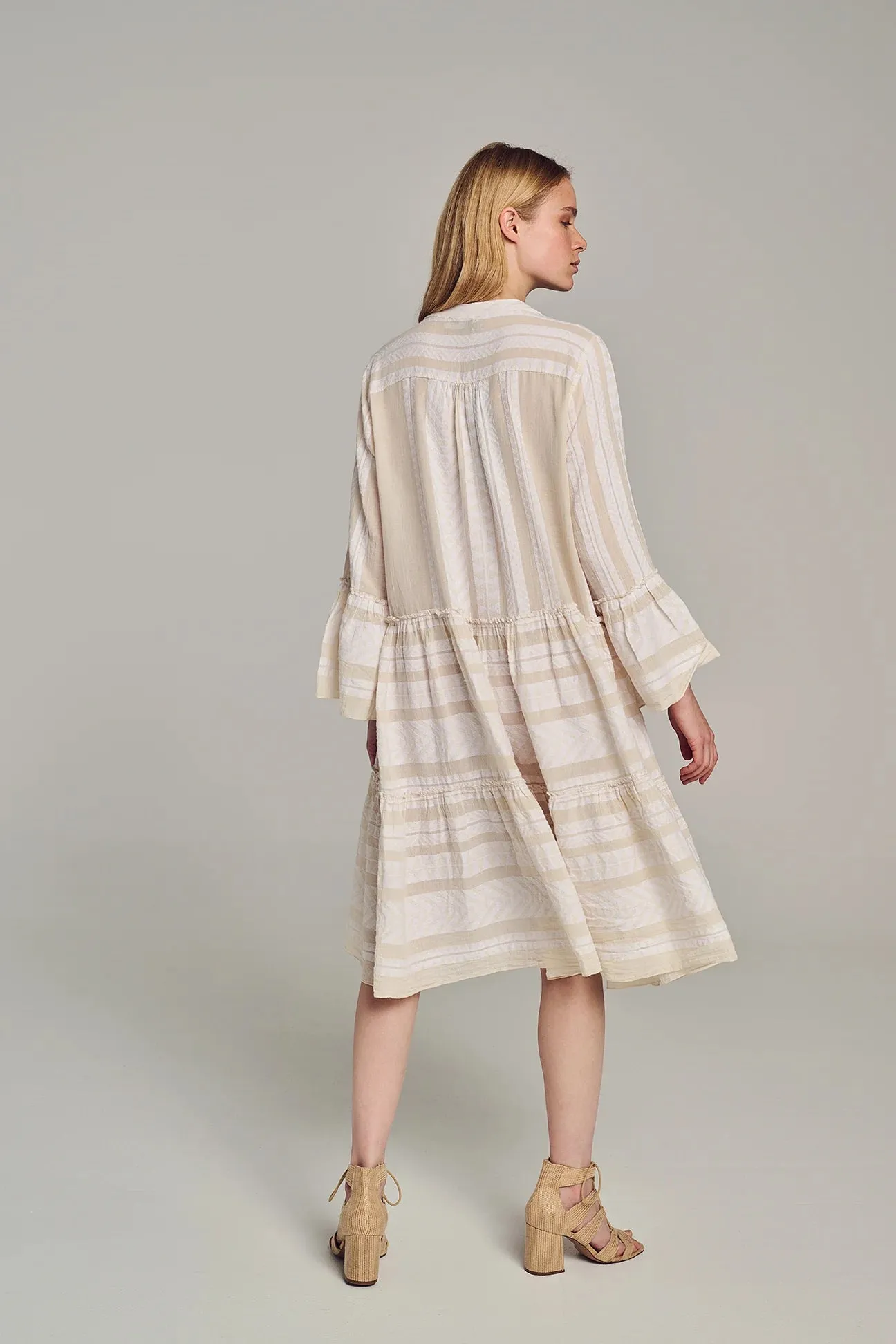 Ella Midi Dress Ecru/Off-White