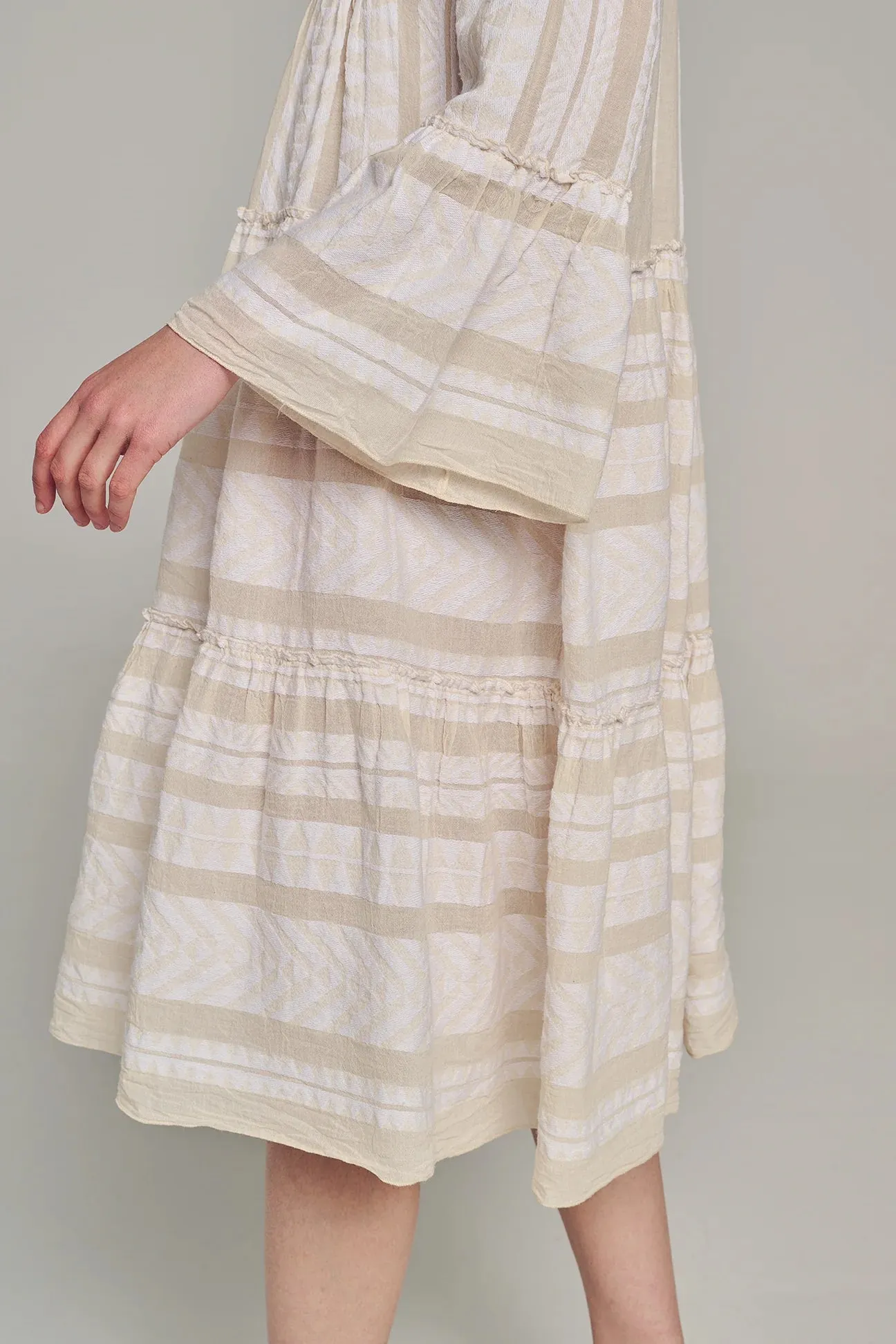 Ella Midi Dress Ecru/Off-White