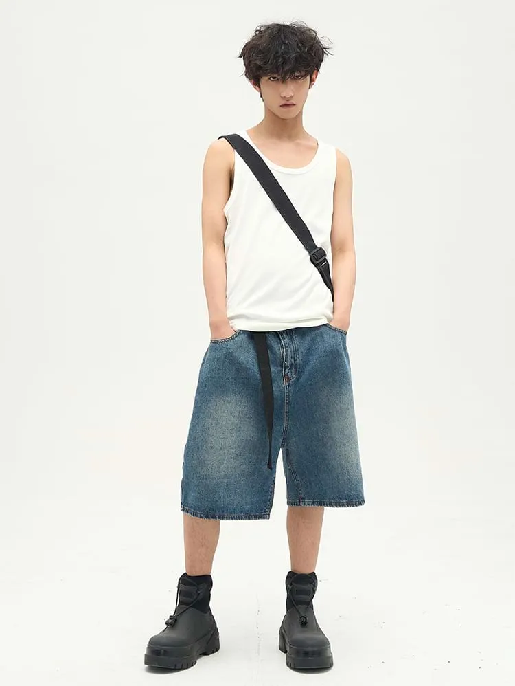 Faded Denim Shorts