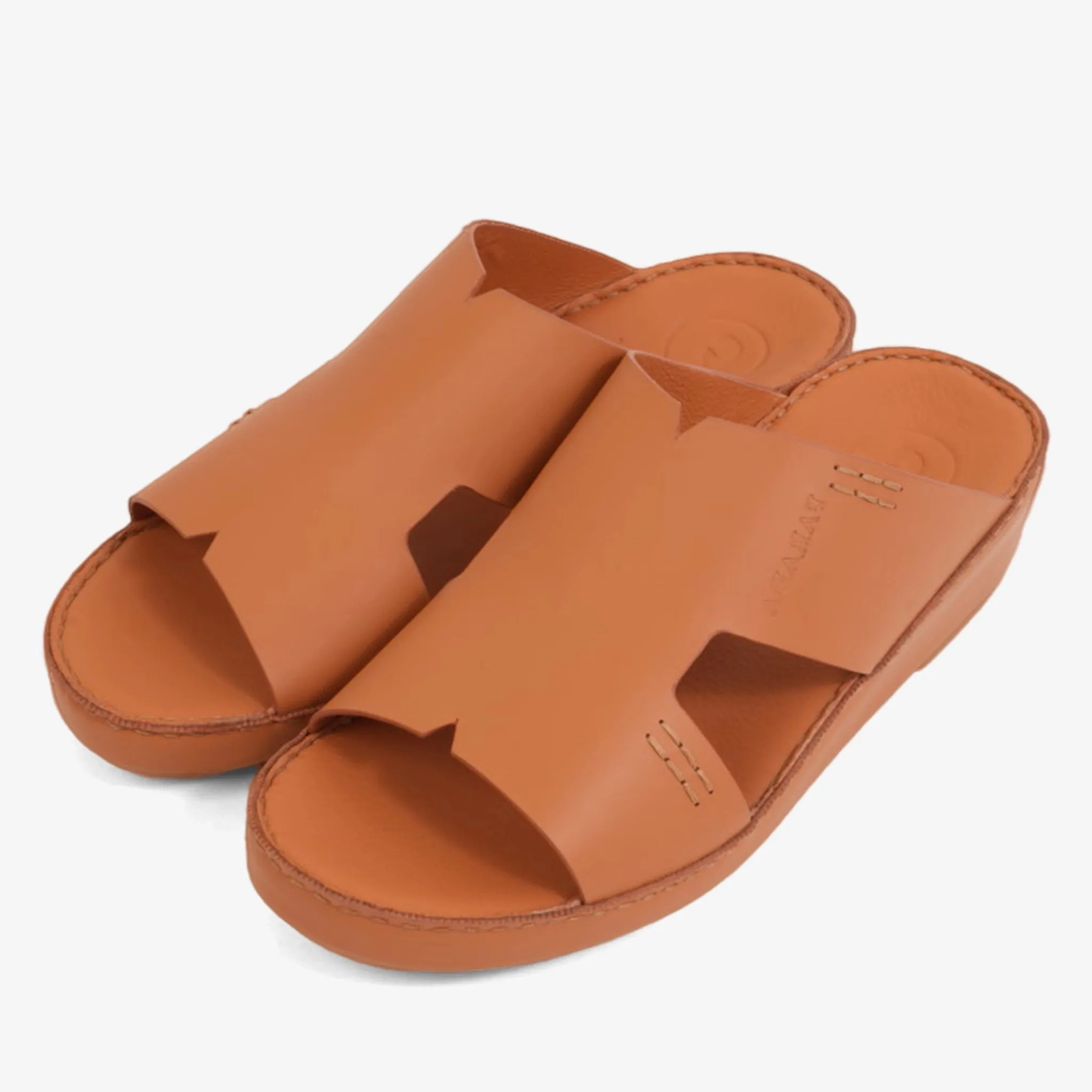 FARADA CLASSIC MENS BLACK LEATHER SANDALS SAFFRON