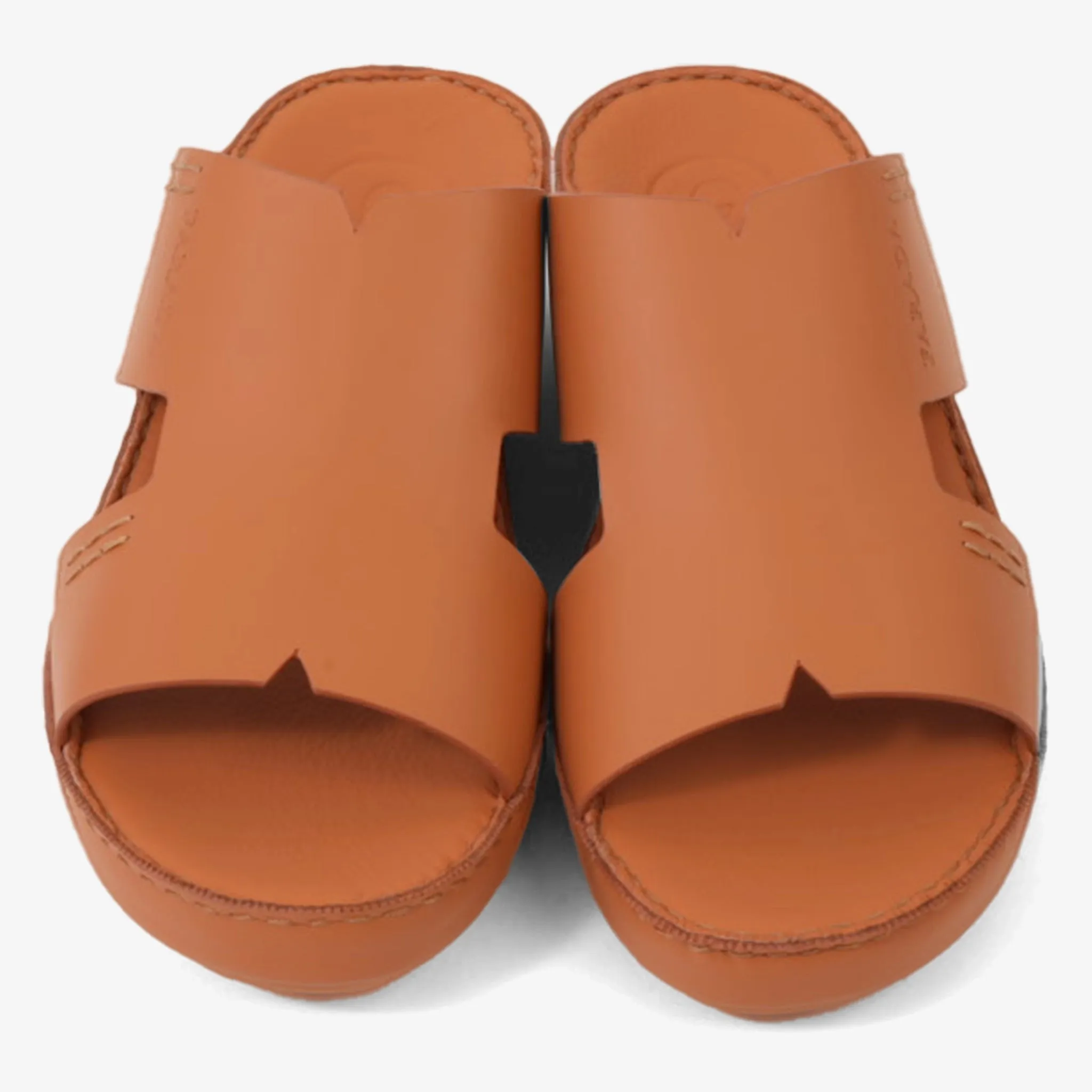 FARADA CLASSIC MENS BLACK LEATHER SANDALS SAFFRON