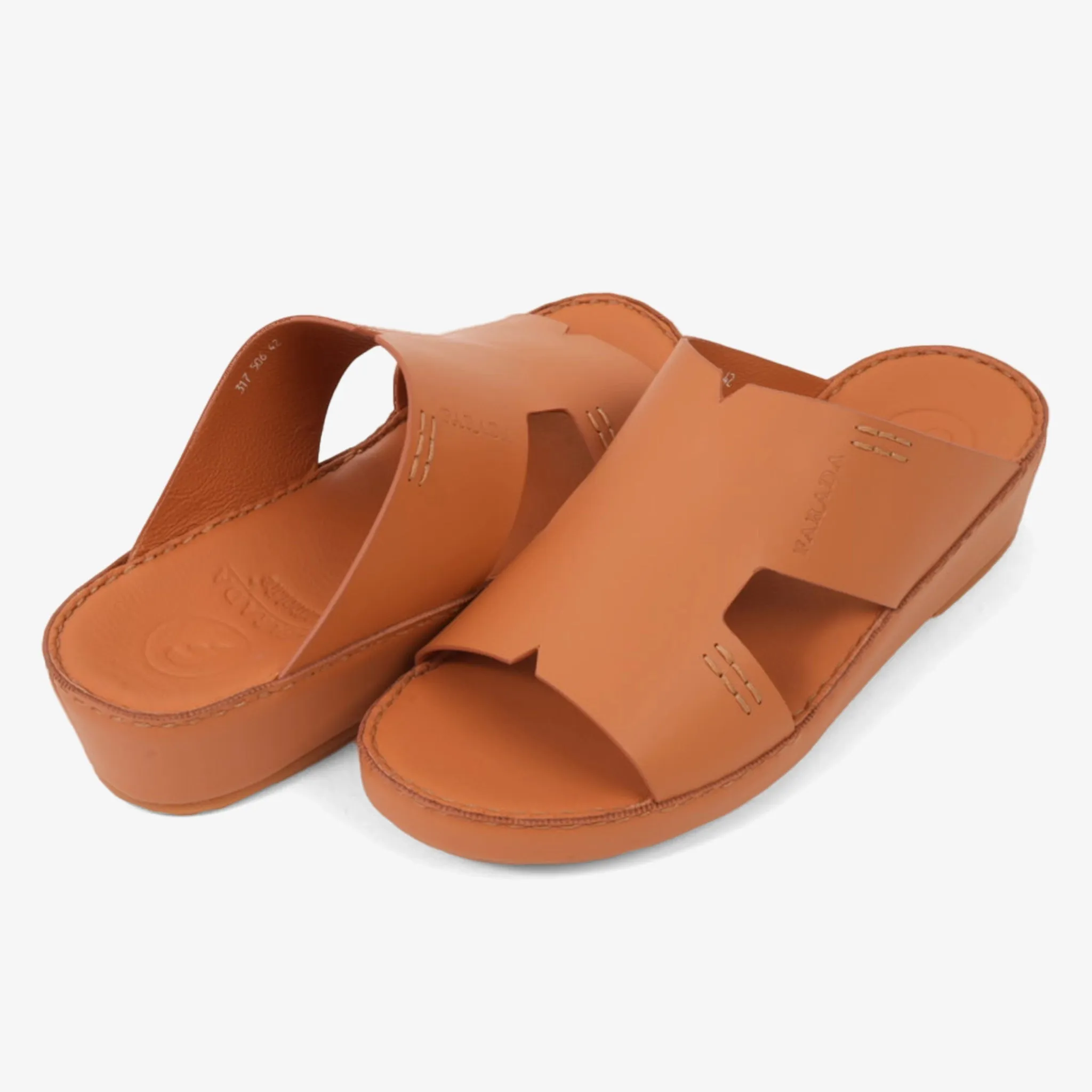 FARADA CLASSIC MENS BLACK LEATHER SANDALS SAFFRON