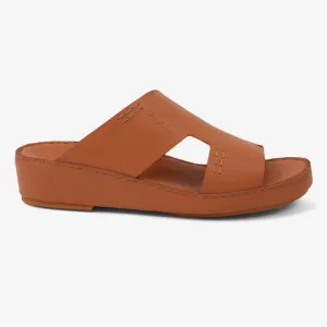 FARADA CLASSIC MENS BLACK LEATHER SANDALS SAFFRON