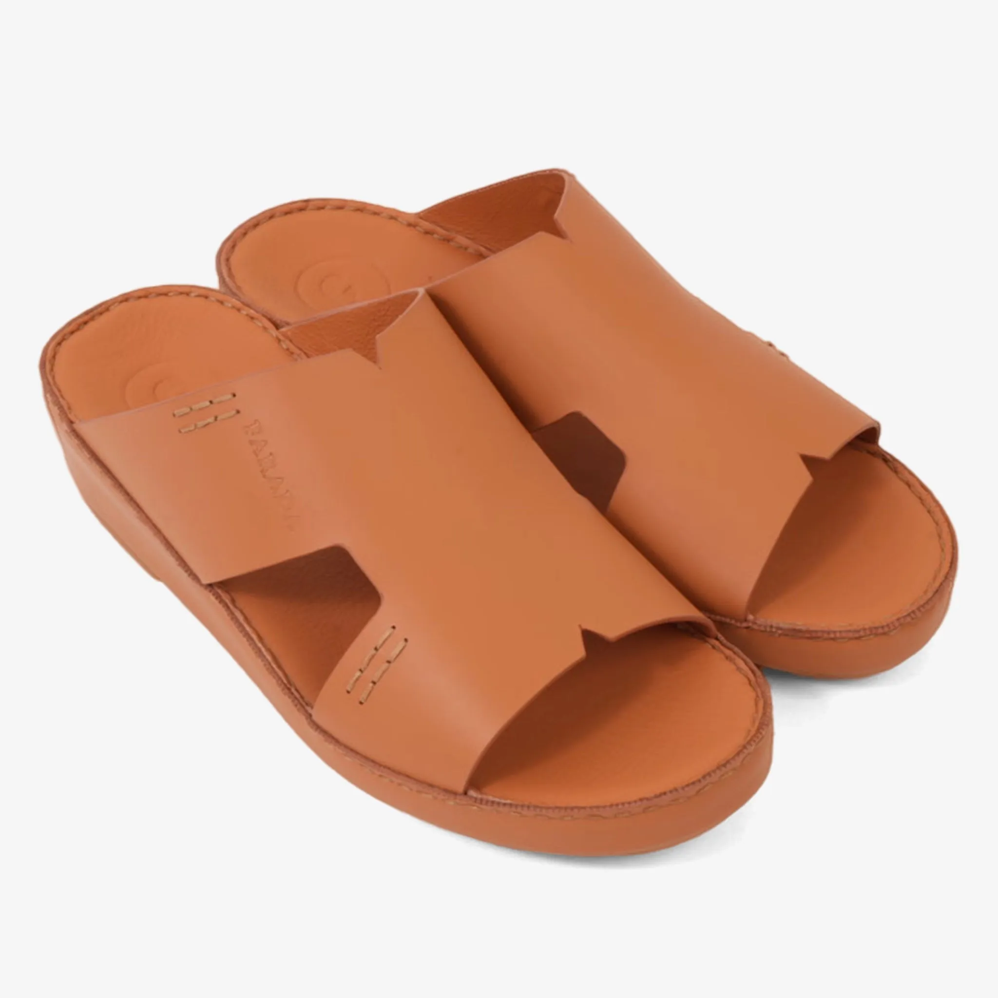 FARADA CLASSIC MENS BLACK LEATHER SANDALS SAFFRON