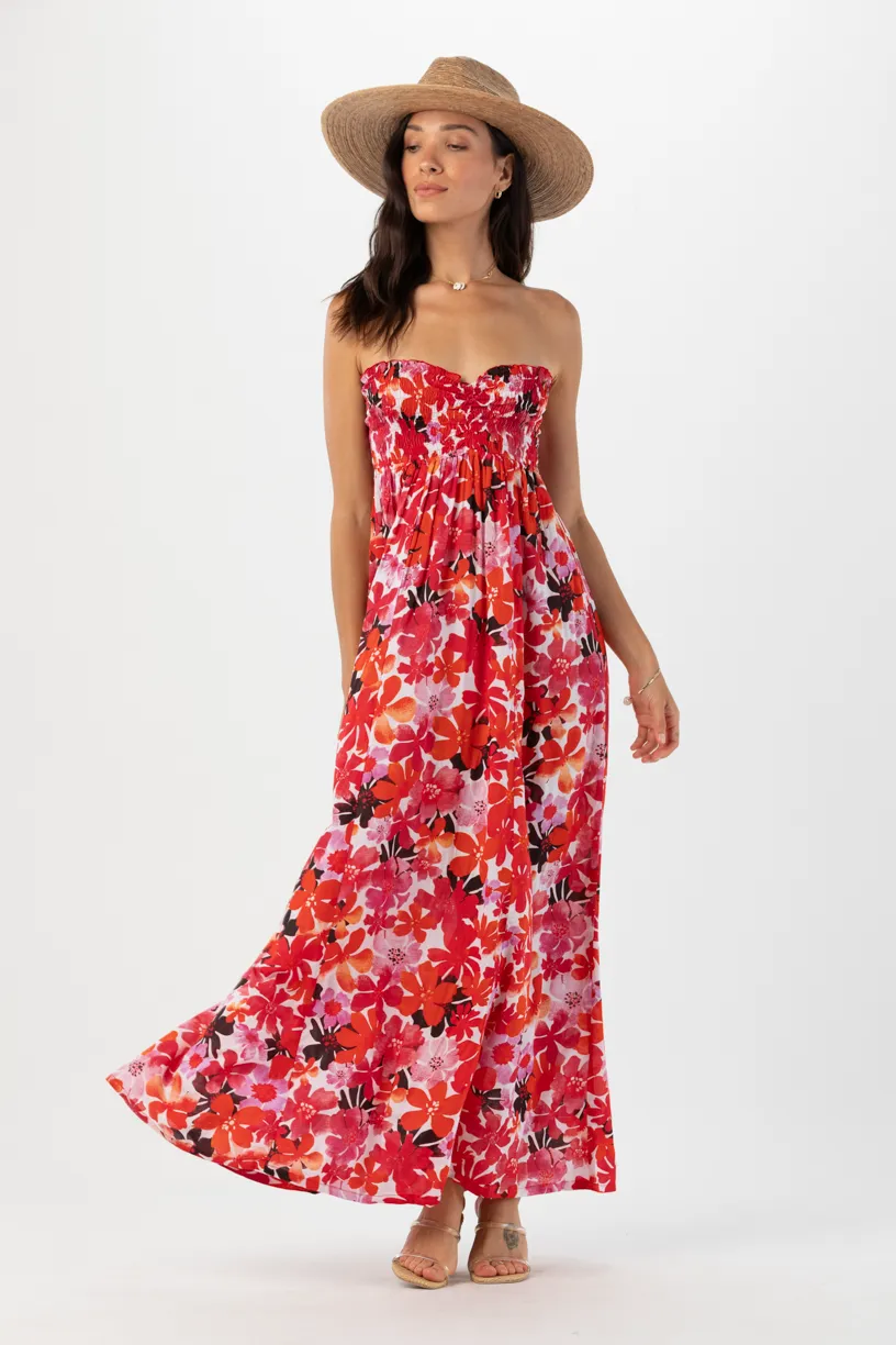 Fiji Flowers Red Dress