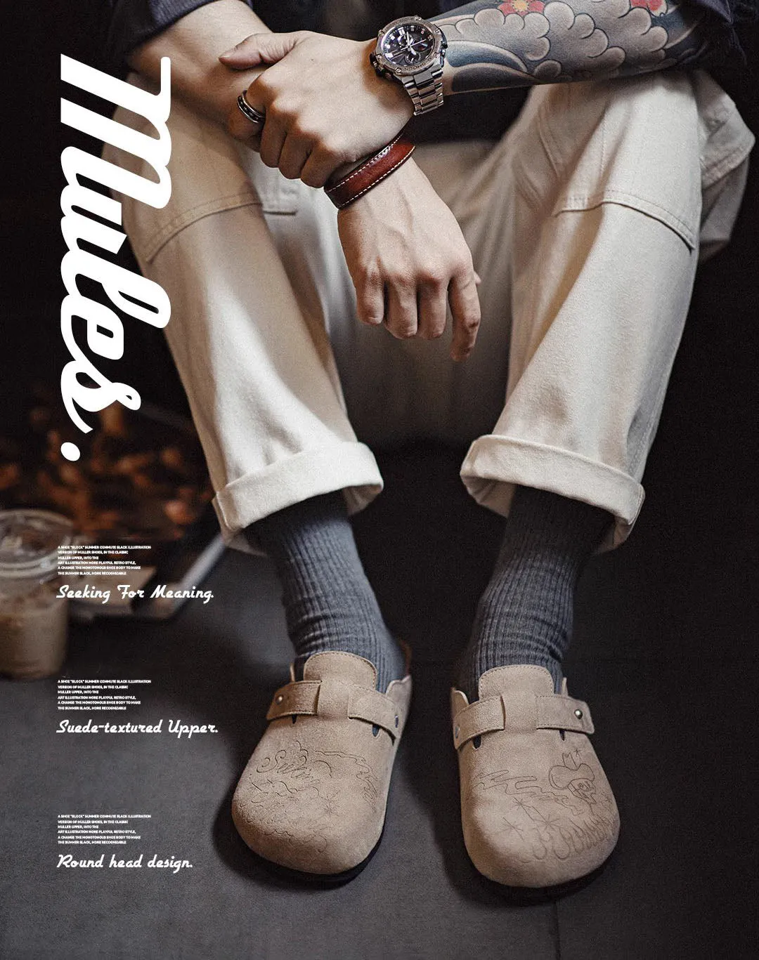 Illustration Of Mules And Half-Slippers Outerwear Cork Leather Unisex Sandal