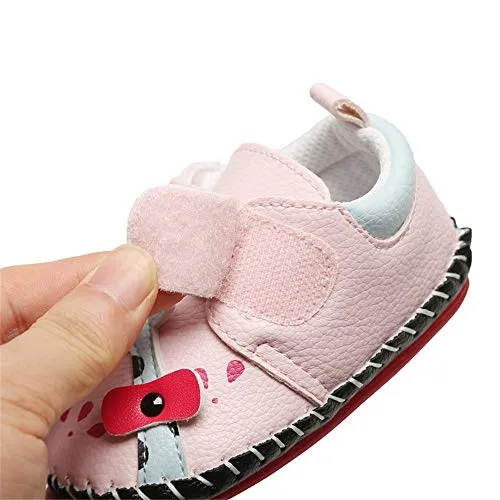 Infant Baby Girl's Handmade Soft PU Leather Non-Slip Princess Flats First Walkers, Baby Giraffe
