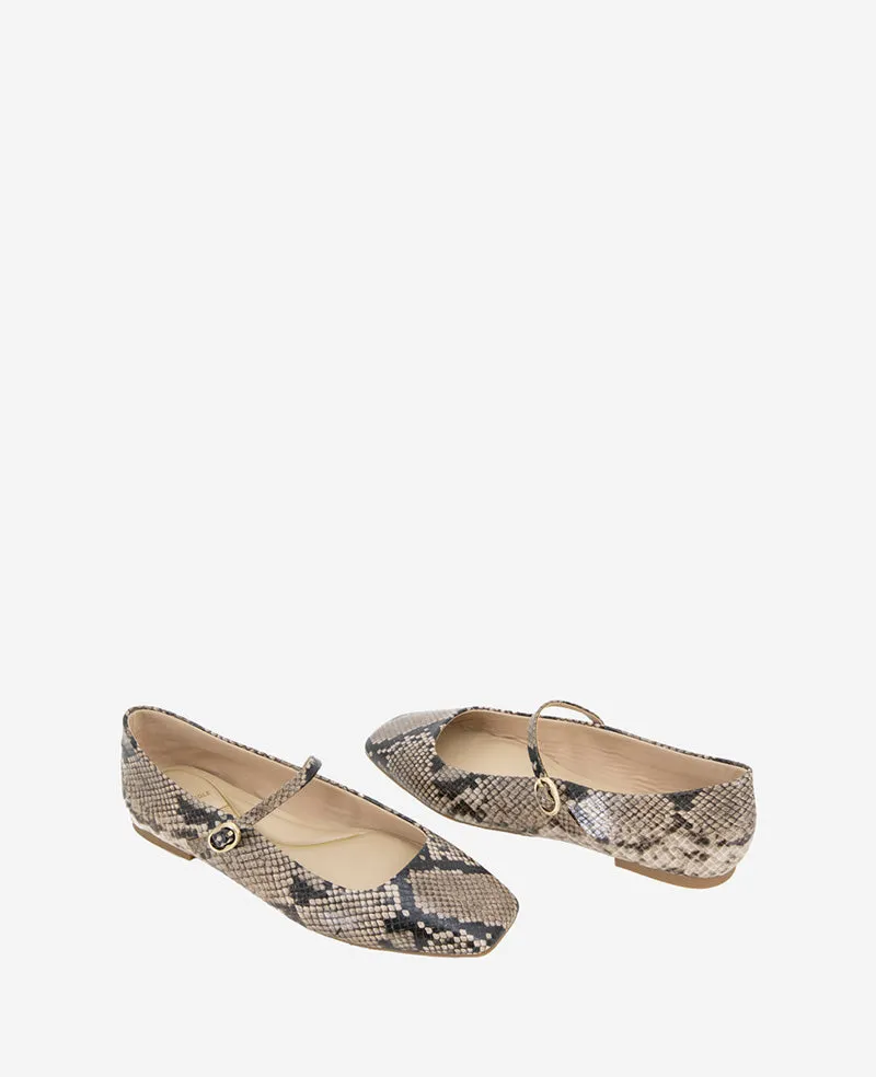 Jasper Snakeskin Leather Ballet Flat