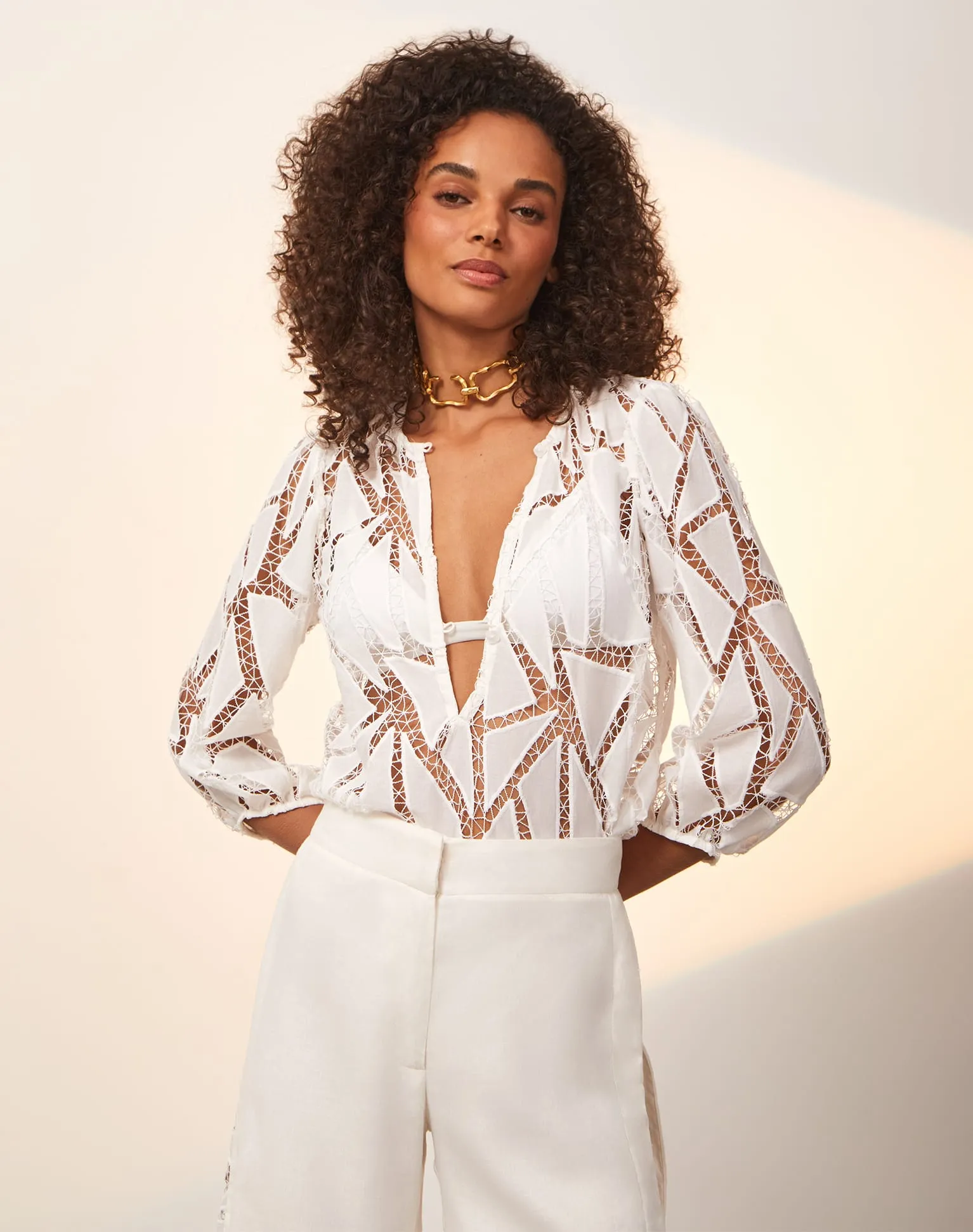 Julieta Long Sleeve Blouse - Off White