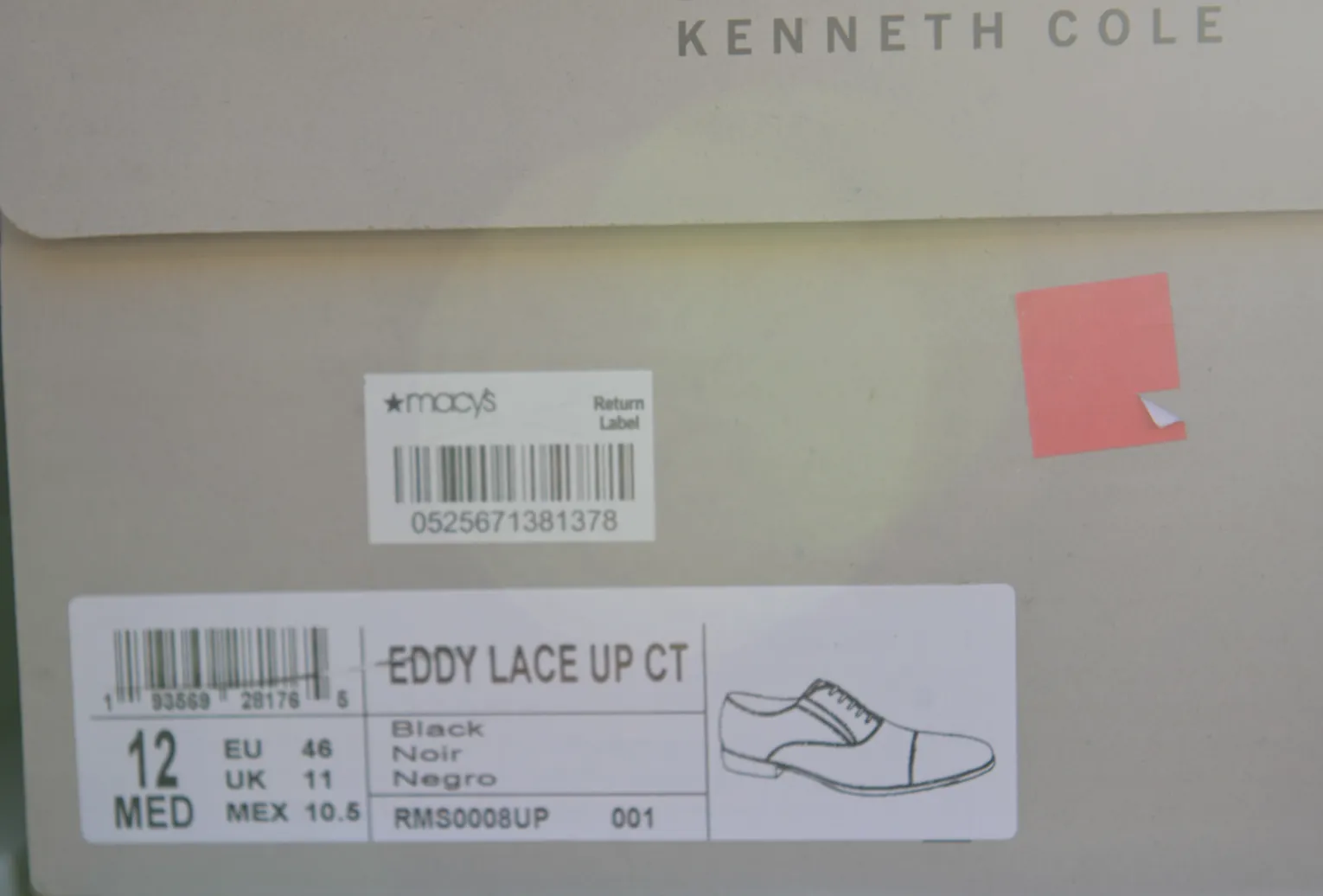 Kenneth Cole REACTION Men's Eddy Brogue Lace Up Oxford Color: Polished Black