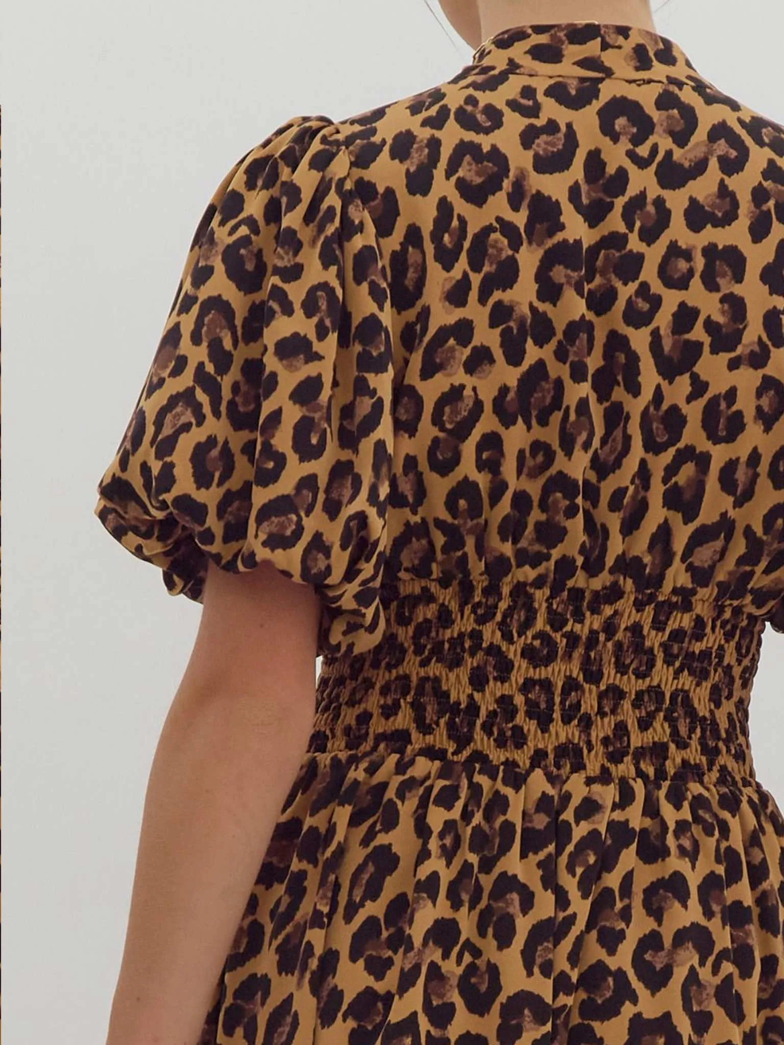 Leopard Print Zip Up Midi Dress