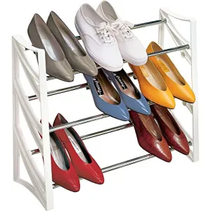 Lynk 9 Pair Convertible Organizer-3 Tier-Closet Shoe Rack-White