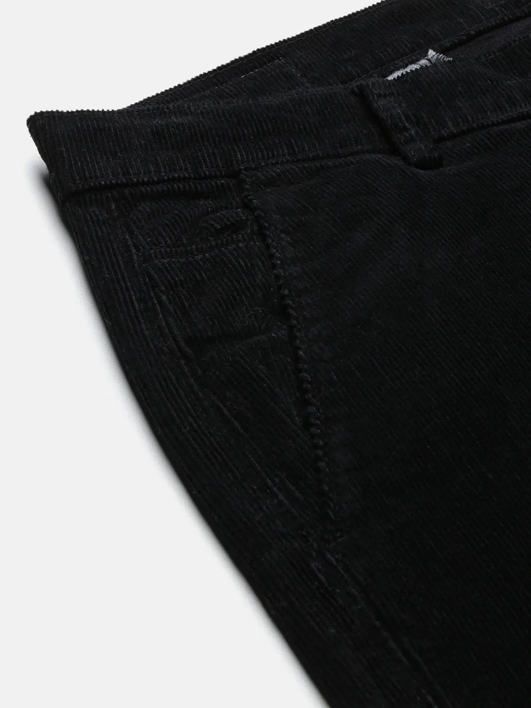 Men Black Solid Slim Fit Low-Rise Cotton Trousers
