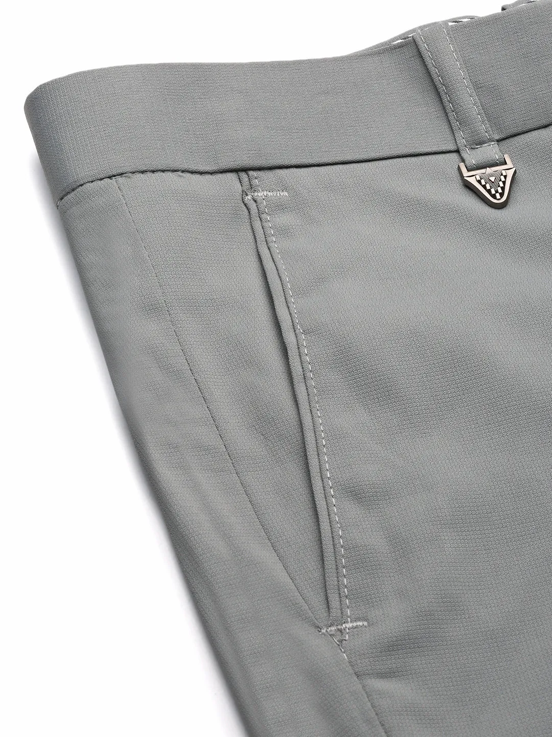Men Grey Comfort Slim Fit Low-Rise Trousers