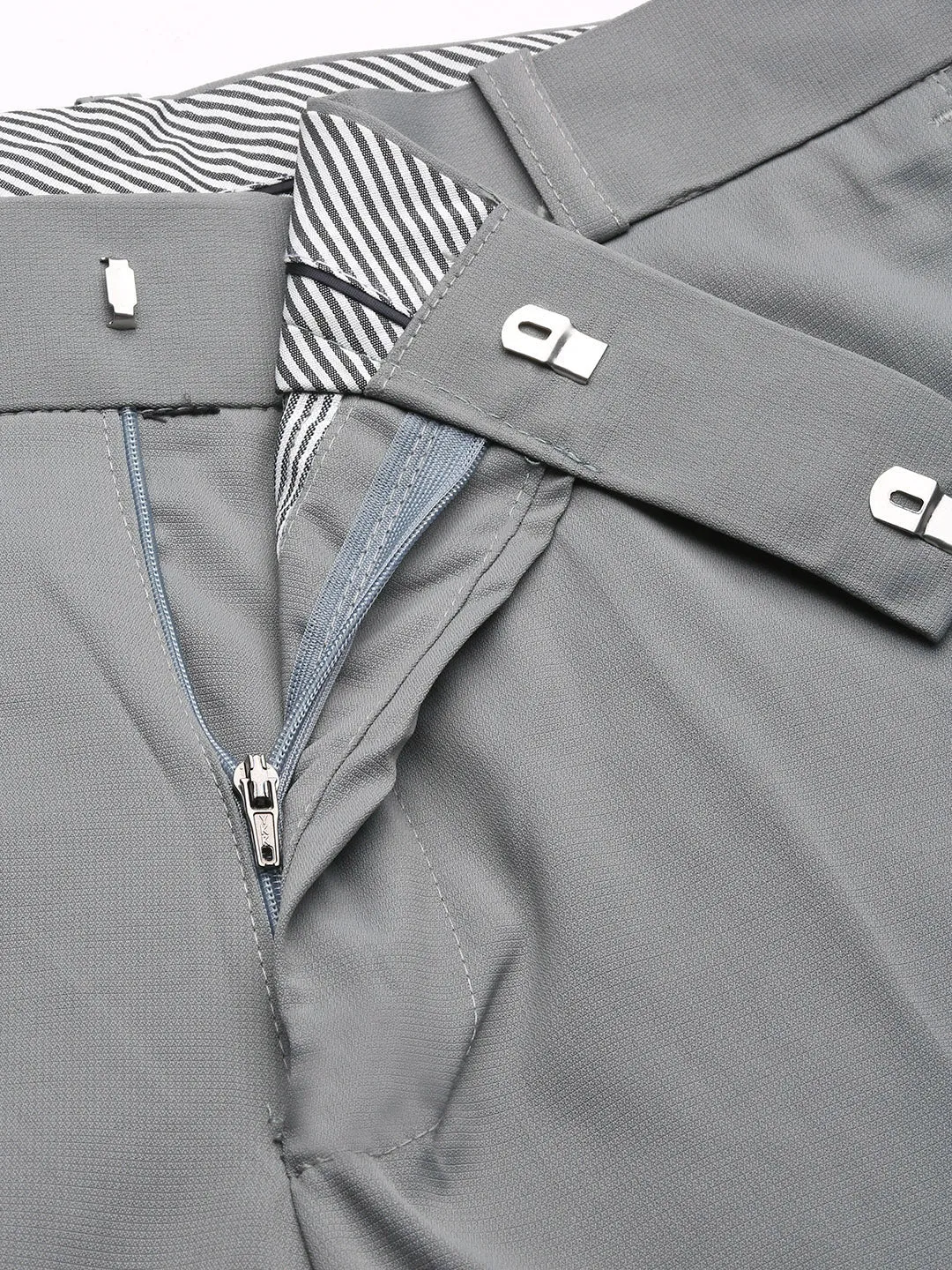 Men Grey Comfort Slim Fit Low-Rise Trousers