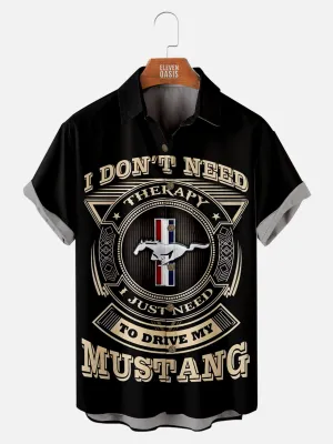 Men's Funny I Don't Need Therapy I Just Need to Drive My Mustang Short Sleeve Shirt