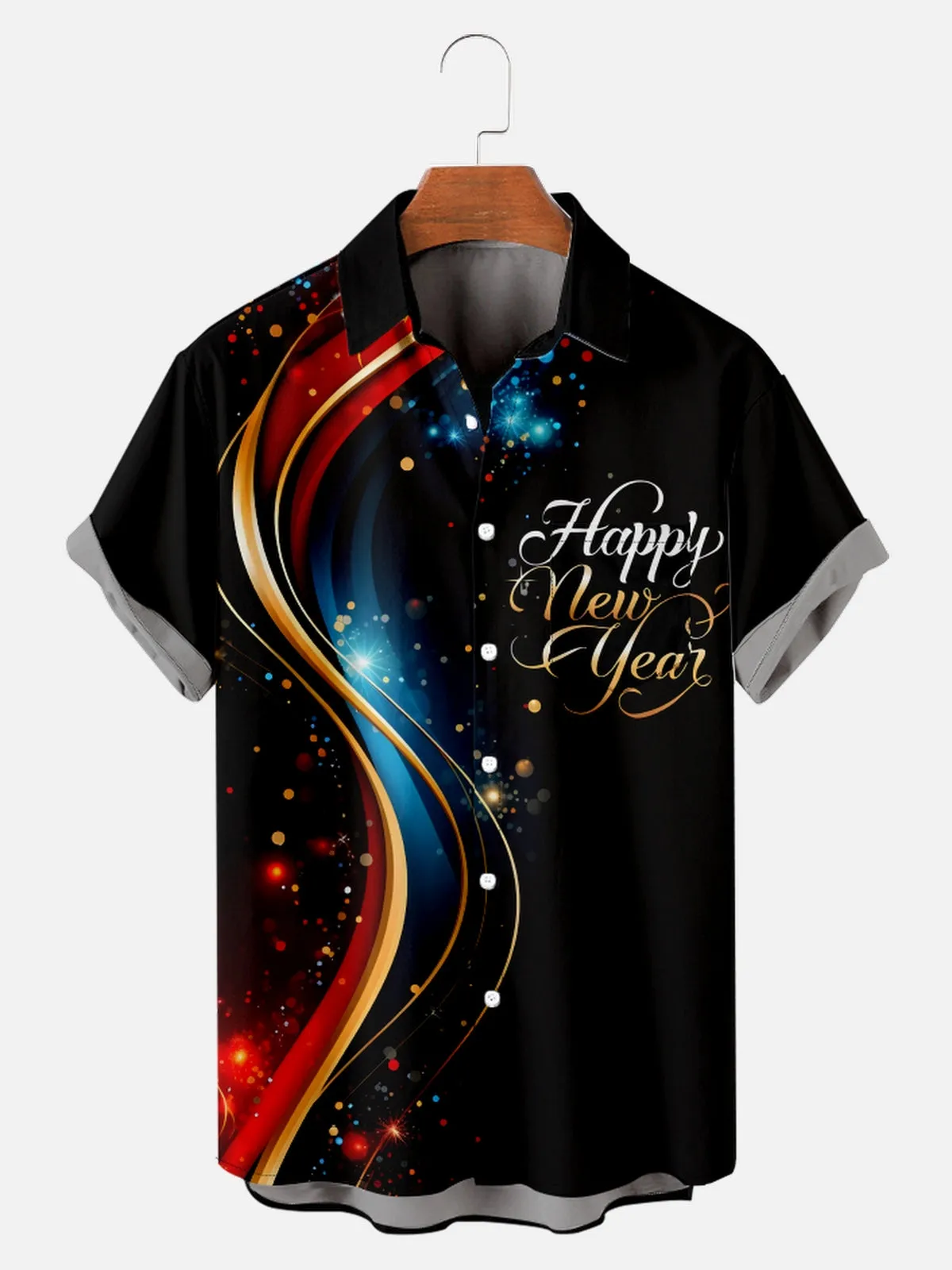 Men's Happy New Year Beautiful Stripes Hope Short Sleeve Shirt