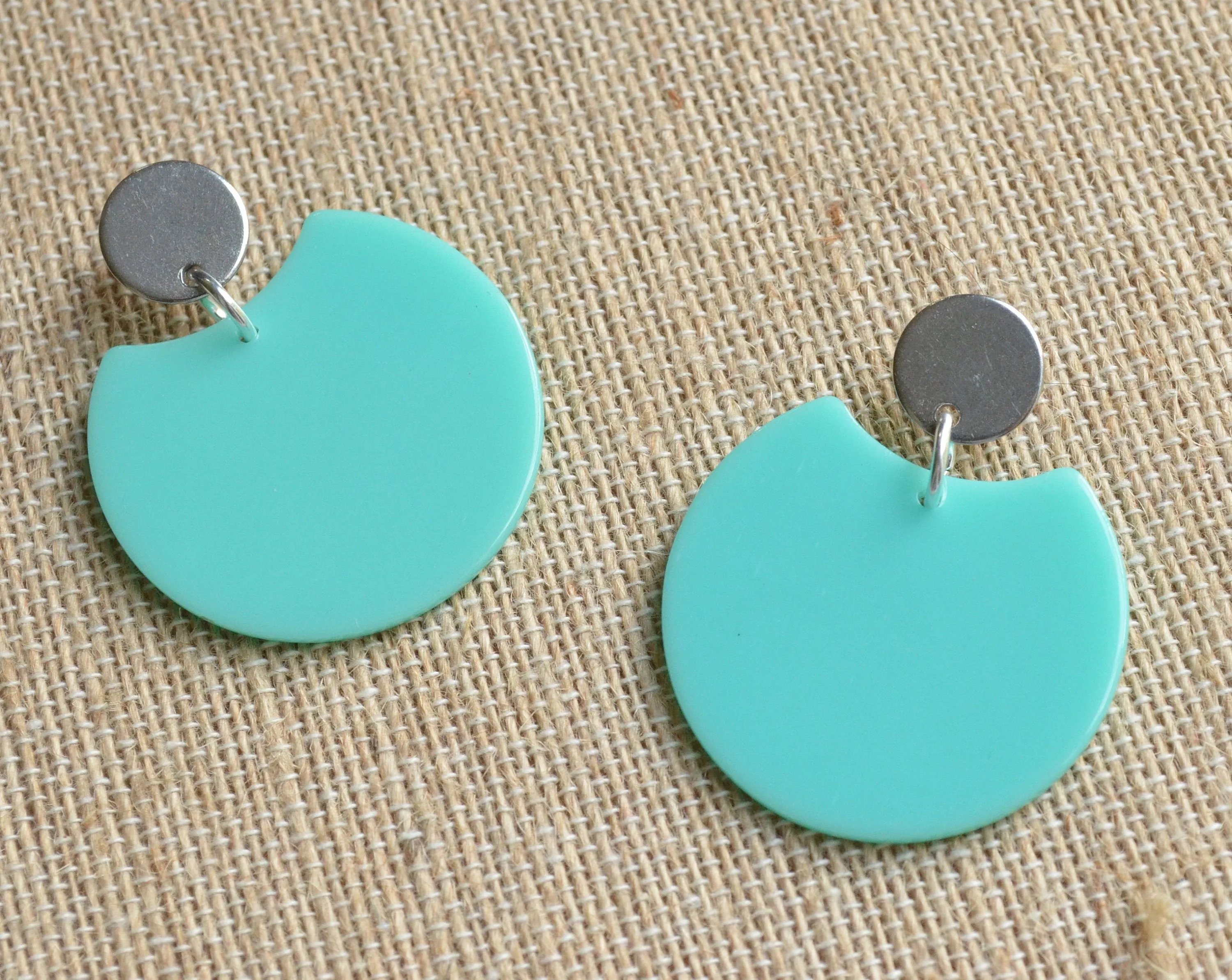 Mint Green Lucite Big Dangle Statement Earrings - Hanna