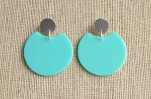 Mint Green Lucite Big Dangle Statement Earrings - Hanna