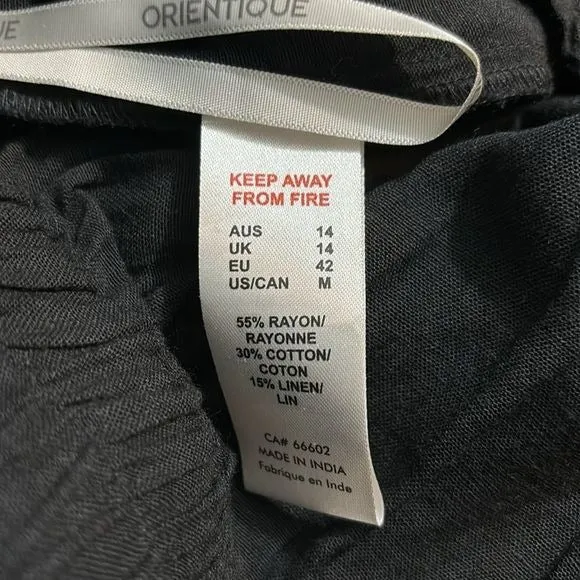 ORIENTIQUE Naturally Black Lightweight Cropped Lightweight Trousers Size Medium