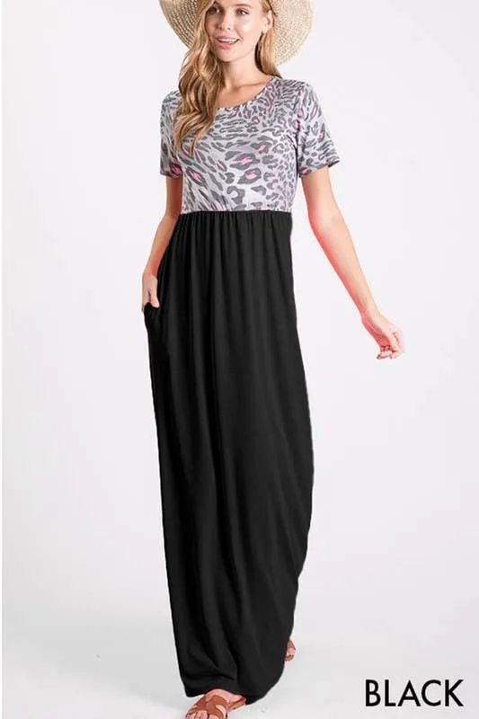 Rosa Solid Contrast Maxi Dress With Side Pockets
