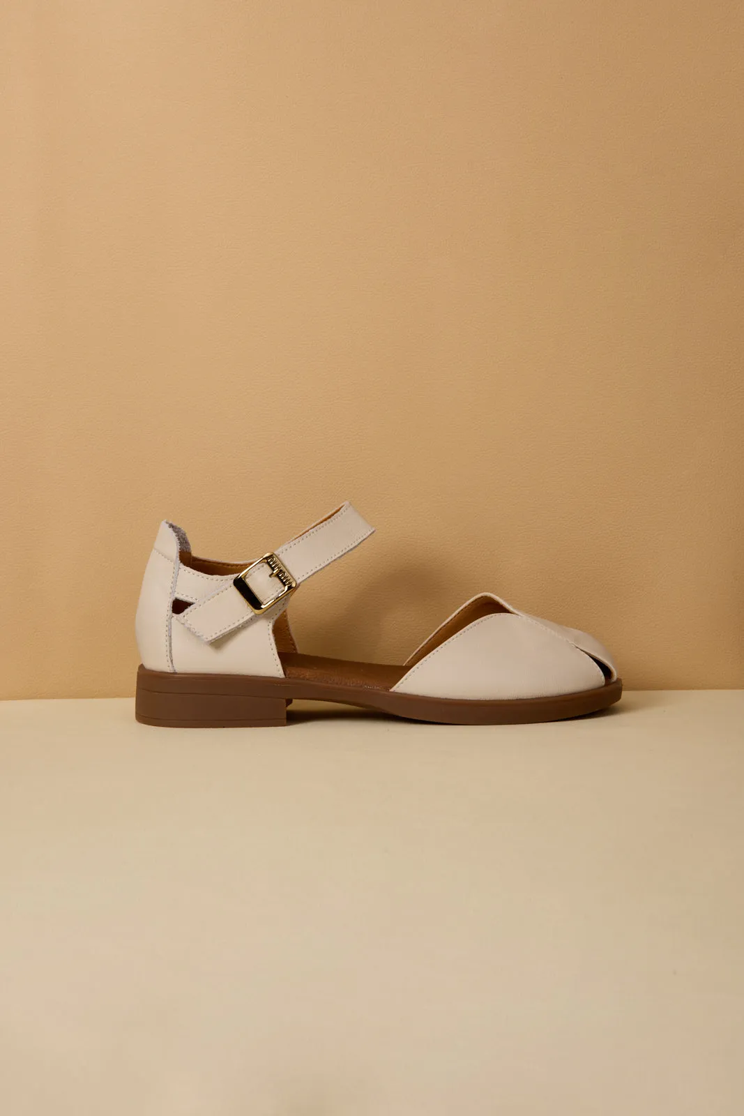 Rumour Has It | Tatum Leather Flat Sandal - Beige