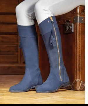 Shires Moretta Florenza Suede Navy Boots. 4Wide