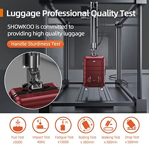 SHOWKOO Luggage Carry-On 20-Inch - Lightweight ABS PC, Silent Wheels, Wine Red